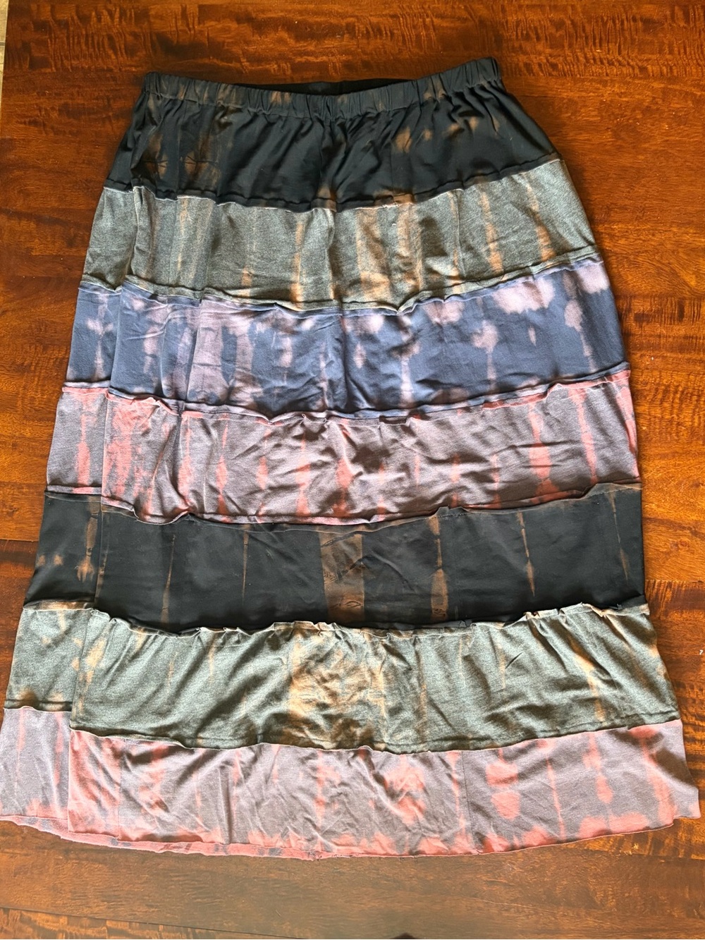 Handmade Upcycled Reverse Bleach Tie-Dye
Tiered Maxi Skirt Women's Size X Small